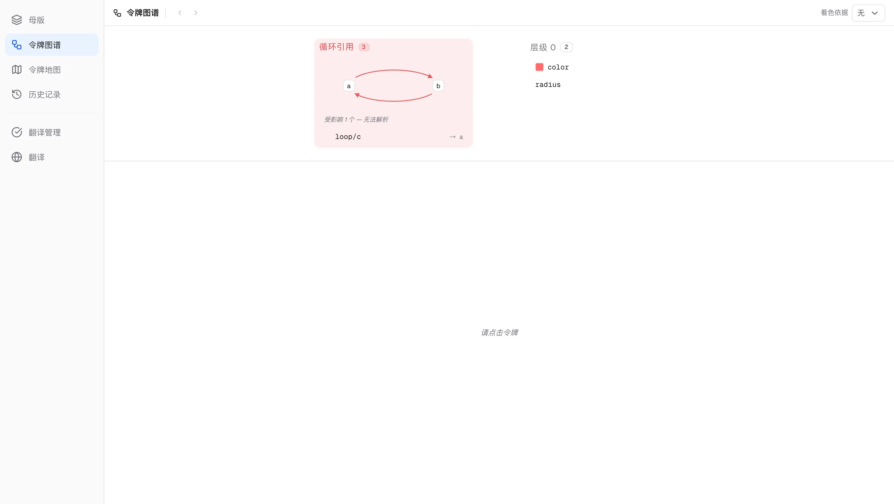 循环引用列 — a↔b 环以及受影响令牌列表