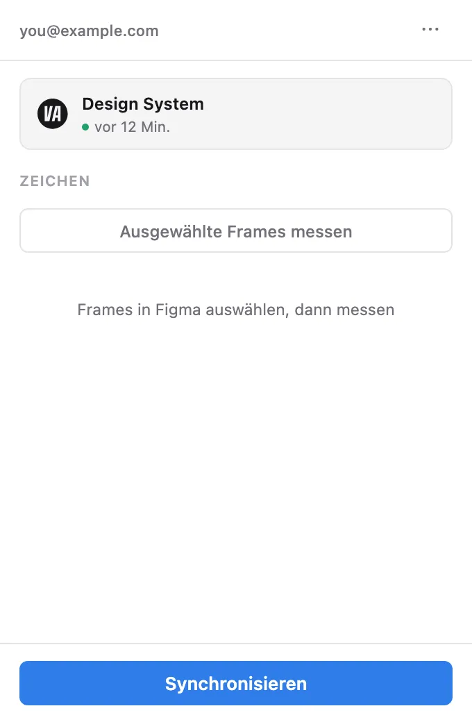 Der verbundene Plugin-Bereich – Projektname, letzte Synchronisierung und der Synchronisieren-Button